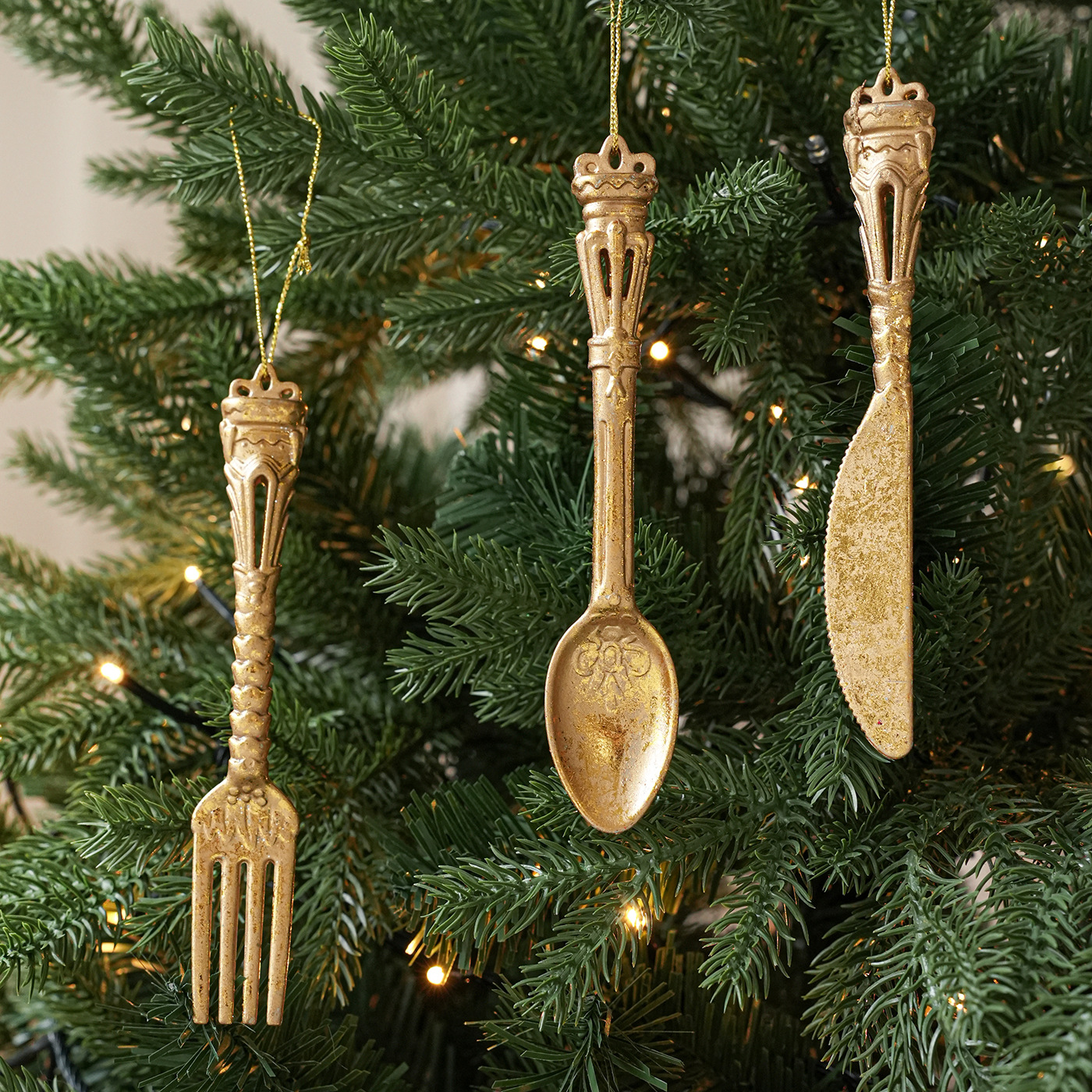 Transfronterizo plástico retro hacer viejos cuchillos cubiertos paquetes de tres paquetes de decoración de árbol de Navidad colgante accesorios