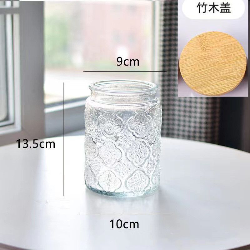 雕花海棠玻璃密封储物罐厨房家用干果零食大容量收纳喜糖罐食品级|undefined