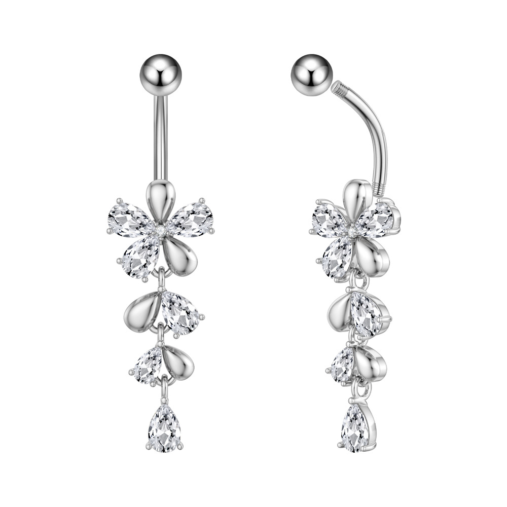 5g Weight Zircon Inlay Material Belly Ring Classification 1 Piece Quantity Casual, Bar Occasion 316 Stainless Steel Material Star, Flower, Butterfly Pattern All Seasons Season Unisex Gender Plating Design Hip-Hop, Simple Style, Cool Style Style 1 Piece 316 Stainless Steel Zircon Belly Rings Star Flower Butterfly Unisex 20