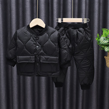 男小童轻薄棉衣套装2024新款洋气儿童冬装加厚棉服宝宝秋冬两件套