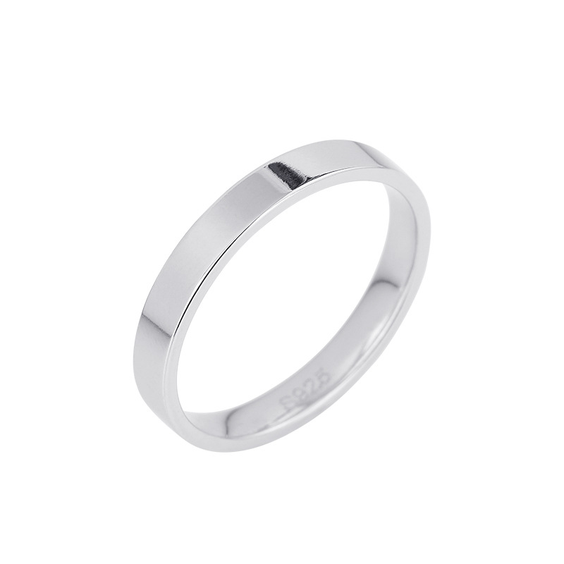 Anillo brillante Mujer S925 plata esterlina simple personalidad de moda ins anillo de dedo índice par cerrado anillo liso anillo hombres