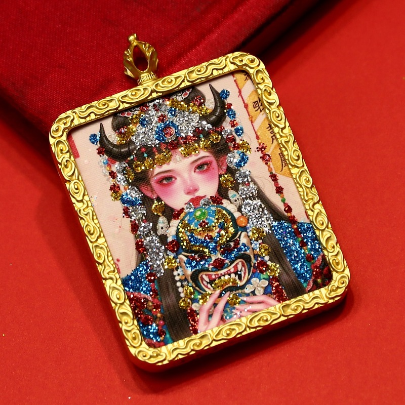 手绘彩金唐卡卡芯画芯金色嘎乌盒扎基拉姆前世今生厂家批发|undefined