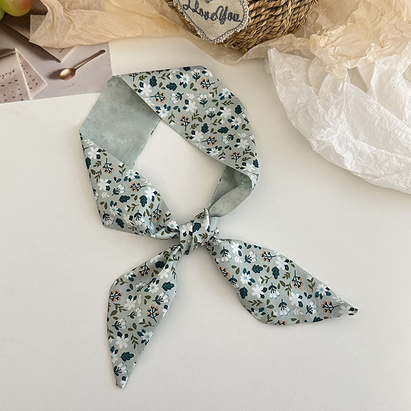Bufanda de seda, atmósfera coreana, nueva cara, elegante decoración, bufanda pequeña, pañuelo floral, cinturón para el cabello, cinturón para el cabello, cinturón para el cabello