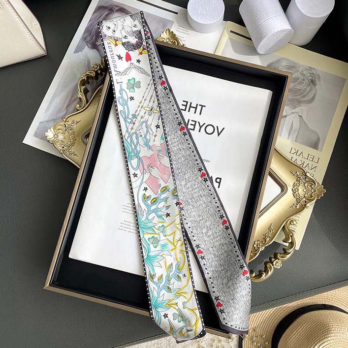 D versión alta 18 mm bufandas de seda cinta cinta delgada correa de pelo larga decoración pequeña bufandas animales de la selva H