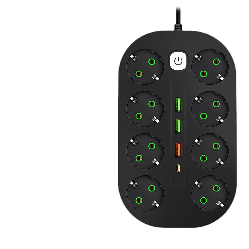 大功率欧规家用插线板 智能插排 带USB办公用批发带线排插