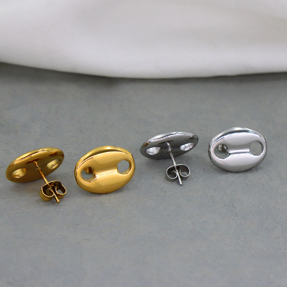 1 Pair Retro Simple Style Geometric 304 Stainless Steel 18K Gold Plated Ear Studs display picture 8