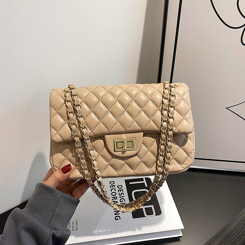 Xiaoxiangjia textura rombo bolsa de mensajero de moda 2023 nuevo verano chic cadena todo partido bolsa de hombro