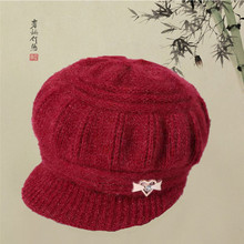 帽子女秋冬季韩版中老年棒球帽加厚保暖套头针织帽妈妈护耳毛线帽