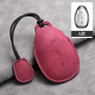 A05 Origin A06 Car Q05 | Car key bag - volcanic-red-matched-upgraded-leather-rope-type-a