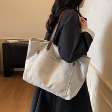 跨境潮流风帆布包包女学生上课书包大容量休闲复古水洗帆布托特包