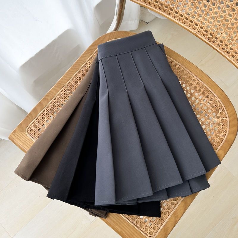 Foreign Trade Short Skirt Wholesale College Style Pleated Short Skirt High Waist Slim Pure Color Skirt Korean Style Small Fresh Student Skirt