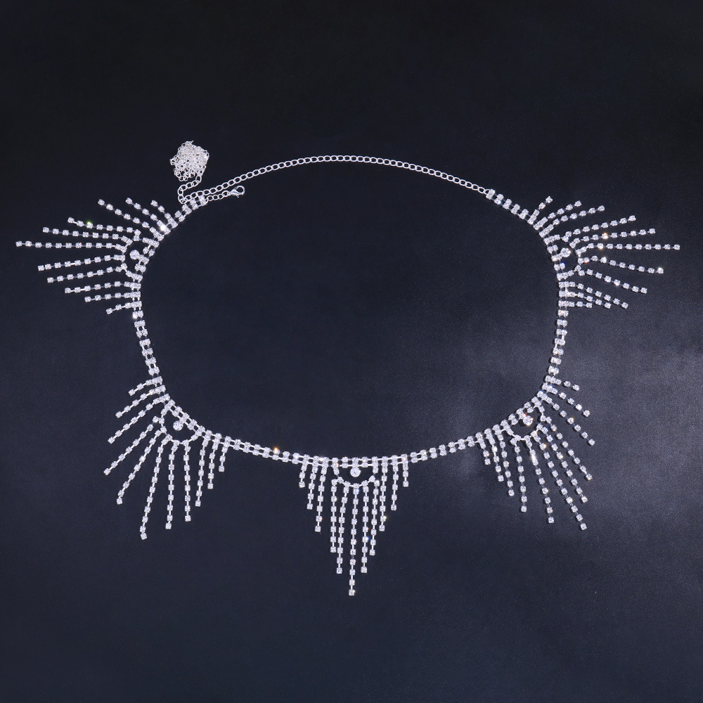 Transfronterizo europeo y americano nuevos accesorios moda rhinestone borla cadena de la cintura discoteca sexy cadena de la cintura