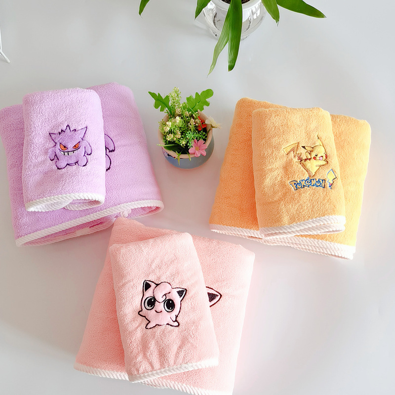 New Pikachu Coral Fleece Towel Bath Towel Set Towel Household Face Towel Adult Large Bath Towel Children's Bath Wholesale