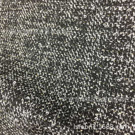 粗纺 小香风珠片编织黑色连衣裙套装面料 箱包鞋材饰品可用