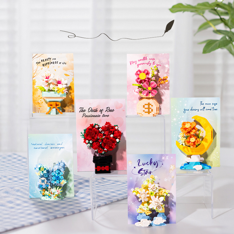 Building Blocks Flower Potted Fleshy Rose Hibiscus Flower Sunflower Compatible Lego Toys Ornaments Teacher's Day Gift for Girls