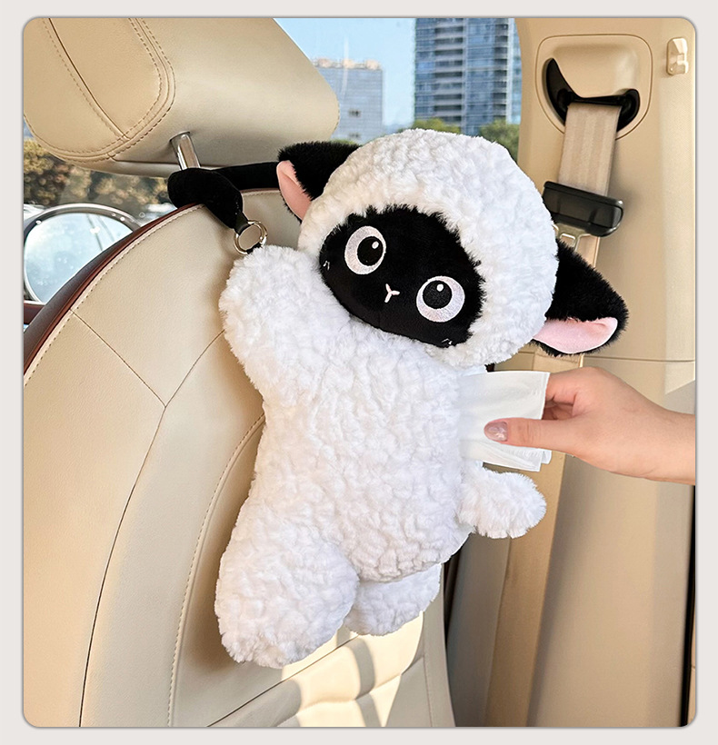 High-End Car Tissue Box, Cute Cartoon Car Multifunctional Tissue Hanging Bag, Internet Celebrity Creative Car Tissue Box