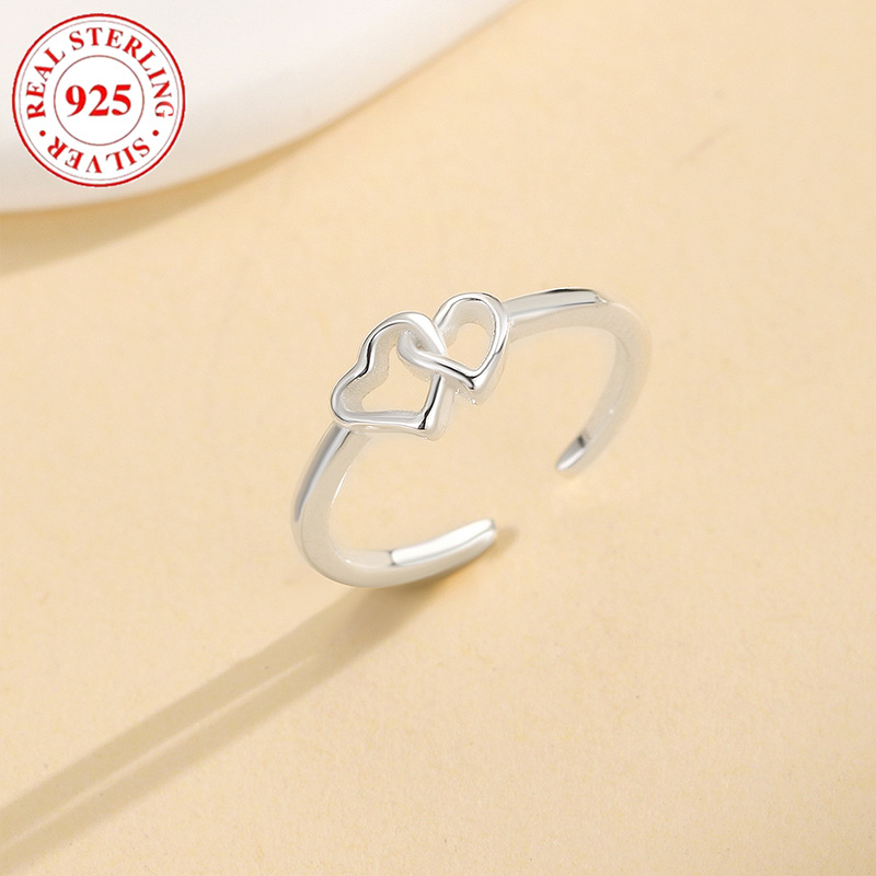Holiday, Daily Occasion Summer Beach Jewelry Ornament Toe Ring S925 Sterling Silver Hollow Double Love Women Foot Ring Beach Toe Ring