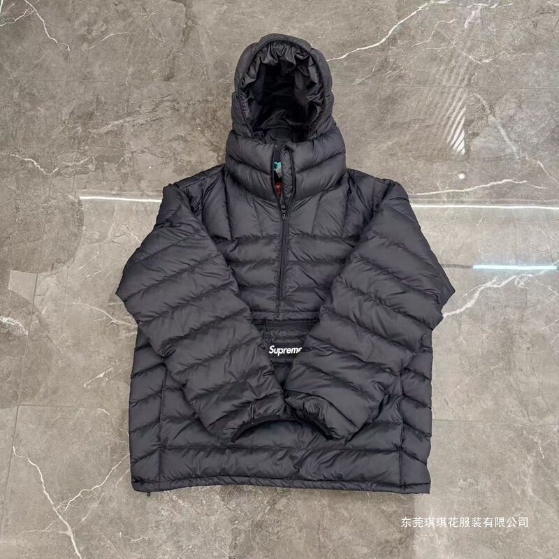 25 Half-Zip Ribbed Hooded down Jacket Coat