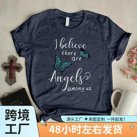 短袖秋藏青色图片套头印花都市休闲圆领短袖直筒型t恤T-shirt