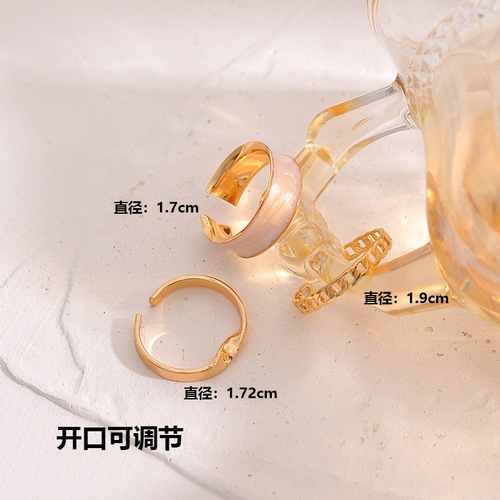 New European and American Cross-Border Trendy Minimalist Three-Piece Set: Dripping Oil Ring with Niche Design, Perfect for Influencers—Elevate Your Style with This Sophisticated Accessory