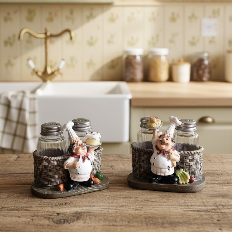 Cross-Border Hot-Selling Simple Modern Creative Crafts Gifts Resin Crafts Ornaments Cute Chef Pepper Shaker