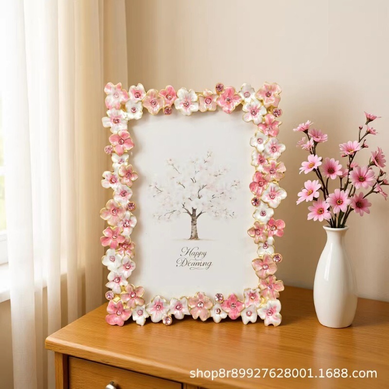 New Three-Dimensional Floral Photo Frame, Light Luxury Style Desktop Display Frame, Home Decor Gift Photo Frame, Romantic Cherry Blossoms New Three-Dimensional Floral Photo Frame, Light Luxury Style Desktop Display Frame, Home Decor Gift Photo Frame, Romantic Cherry Blossoms