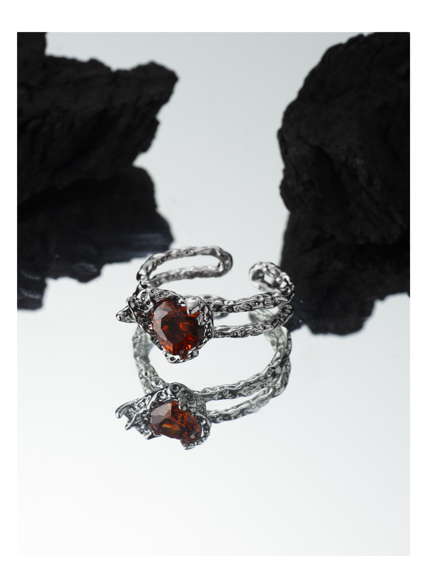 Elegant Heart Shape Copper Plating Zircon Open Ring