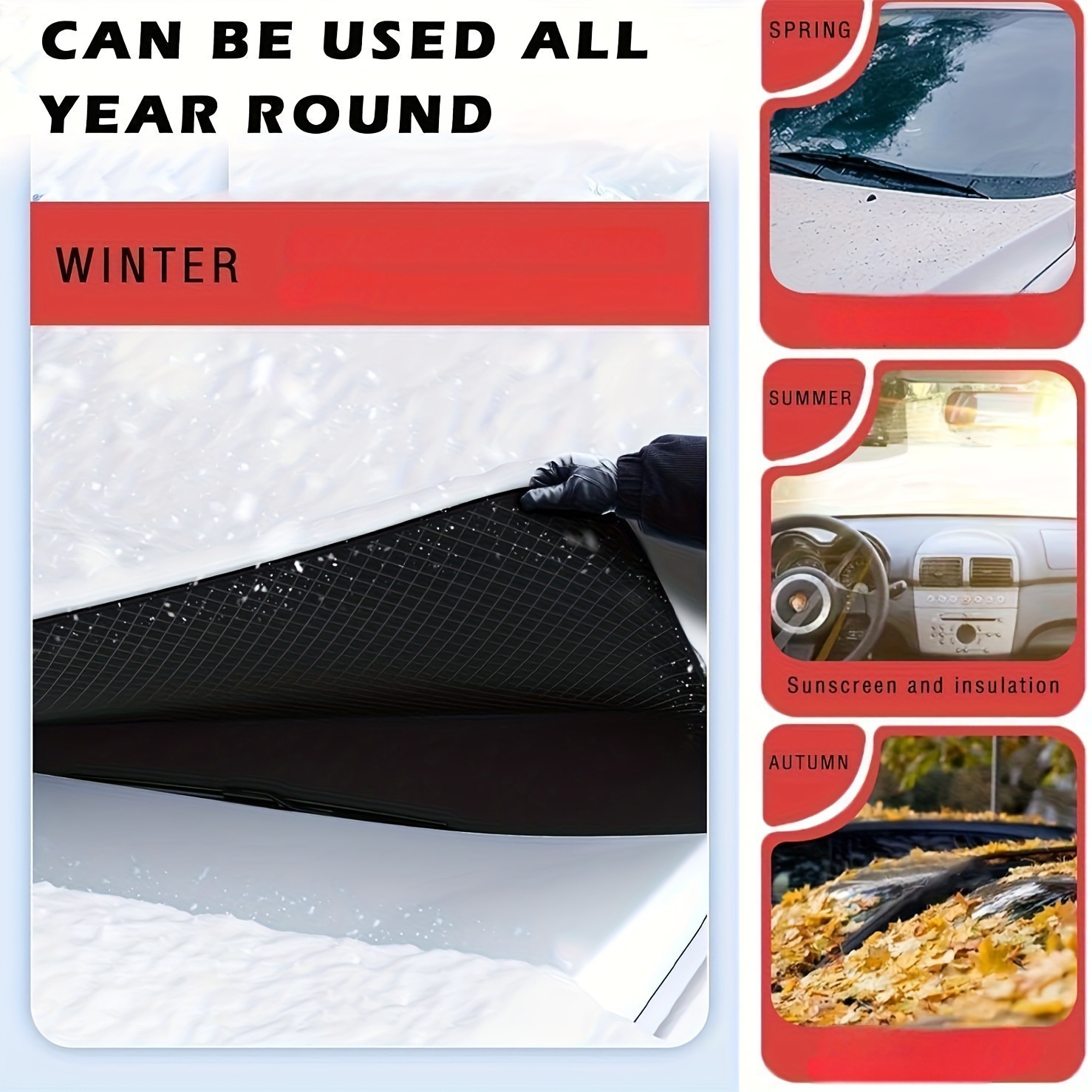 Cross-Border Car Snow Cover, Anti-Snow and Anti-Freeze Half-Cover Car Cover, Magnetic Thickened Oxford Cloth Car Snow Cover Wholesale