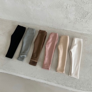 Newborn pants solid color simple thin velvet stretch pit leggings boys and girls baby baby spring and autumn thin velvet pants