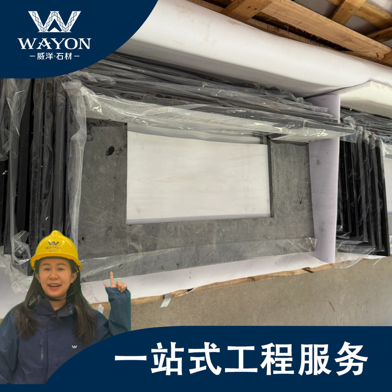 Factory Custom-Made Black Quartz Countertops, Pre-Fabricated Bathroom Countertops, Suitable for Hotel and Cabinet Projects