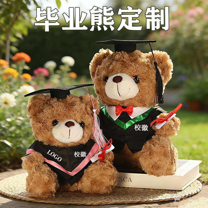 Doctor Bear Plush Toy with a Doctor's Hat, Teddy Bear Stuffed Toy, Can Be Customized with Logo, Graduation Bear Doctor Bear Plush Toy with a Doctor's Hat, Teddy Bear Stuffed Toy, Can Be Customized with Logo, Graduation Bear