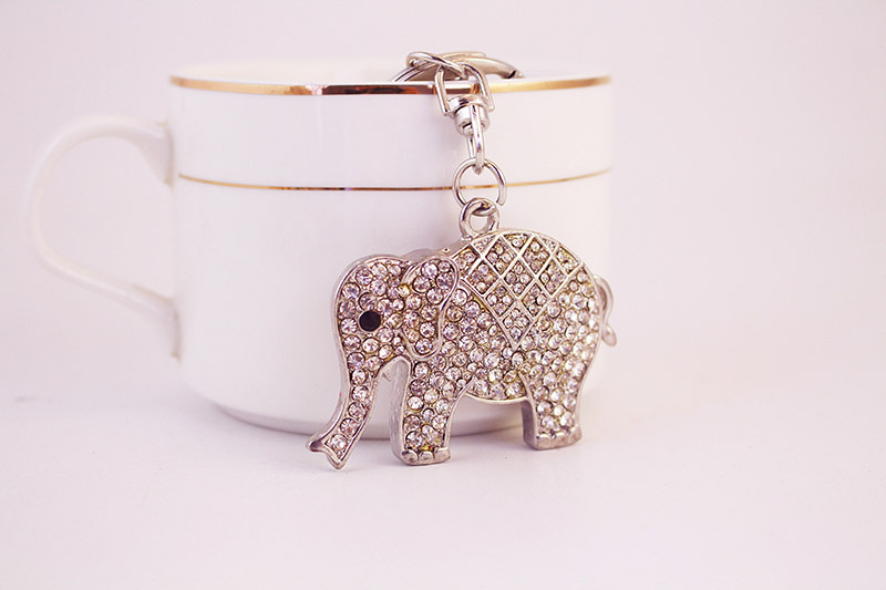 Zinc alloy Material Cute Elephant Zinc Alloy Plating Rhinestones Unisex Keychain
