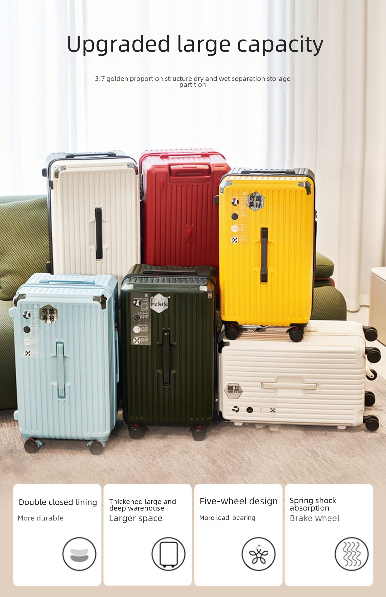 Large Capacity Student Trolley Case 28 Inch Brake Universal Wheel Luggage for Men and Women Password Zipper Suitcase 32