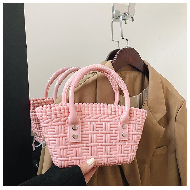 2025 New trendy and versatile crossbody mini vegetable basket jelly bag, fashionable hand-held woven bag, mini tote women's bag undefined