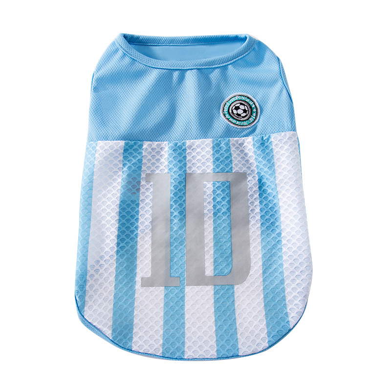 Verano Corgi deportes estilo fútbol rayas chaleco mediano y pequeño perro pájaro ojo Malla tela transpirable ropa de verano para mascotas