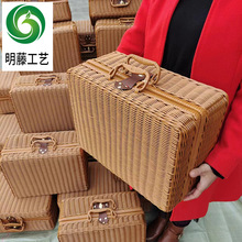 复古收纳箱婚礼摄影装饰拍摄道具藤编整理箱藤编手提箱伴手礼物盒