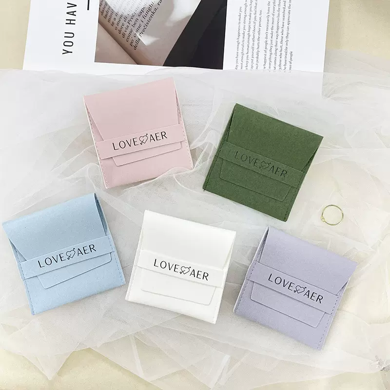 饰品翻盖仿皮绒首饰袋 耳钉项链珠宝包装袋戒指手链手镯收纳袋