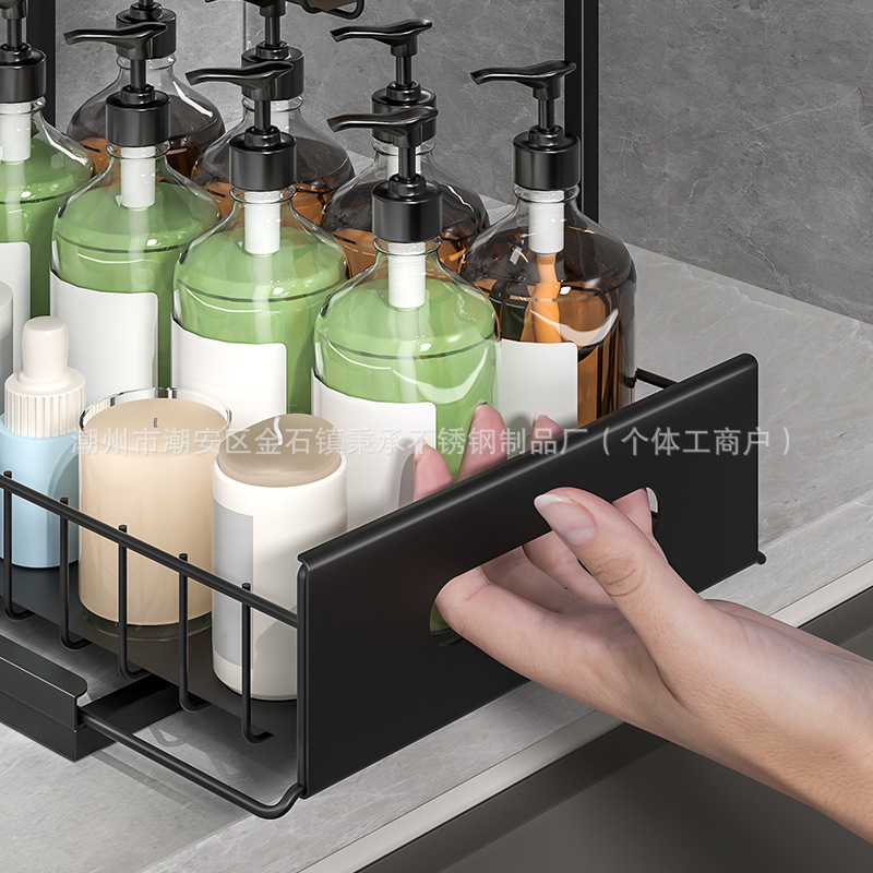 Bastidor de almacenamiento desmontable transfronterizo tipo pull-out estratificado canasta de cajones de acabado y almacenamiento de almacenamiento para armario de cocina