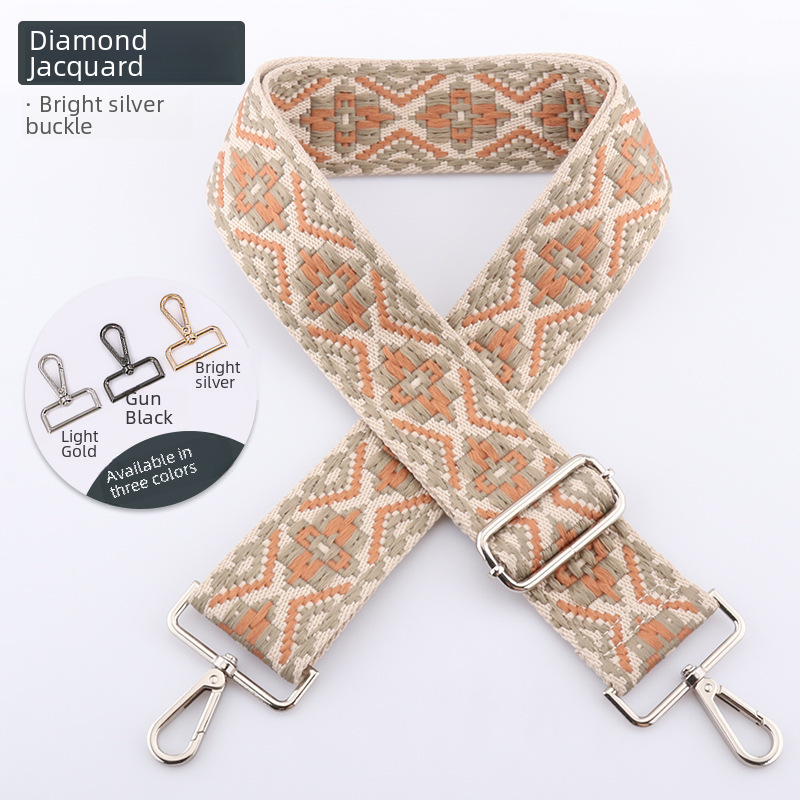 New Diamond Jacquard Bag Shoulder Strap Free Shipping Crossbody Adjustable Shoulder Strap Cross-Border 5cm Wide Shoulder Strap Bag Strap