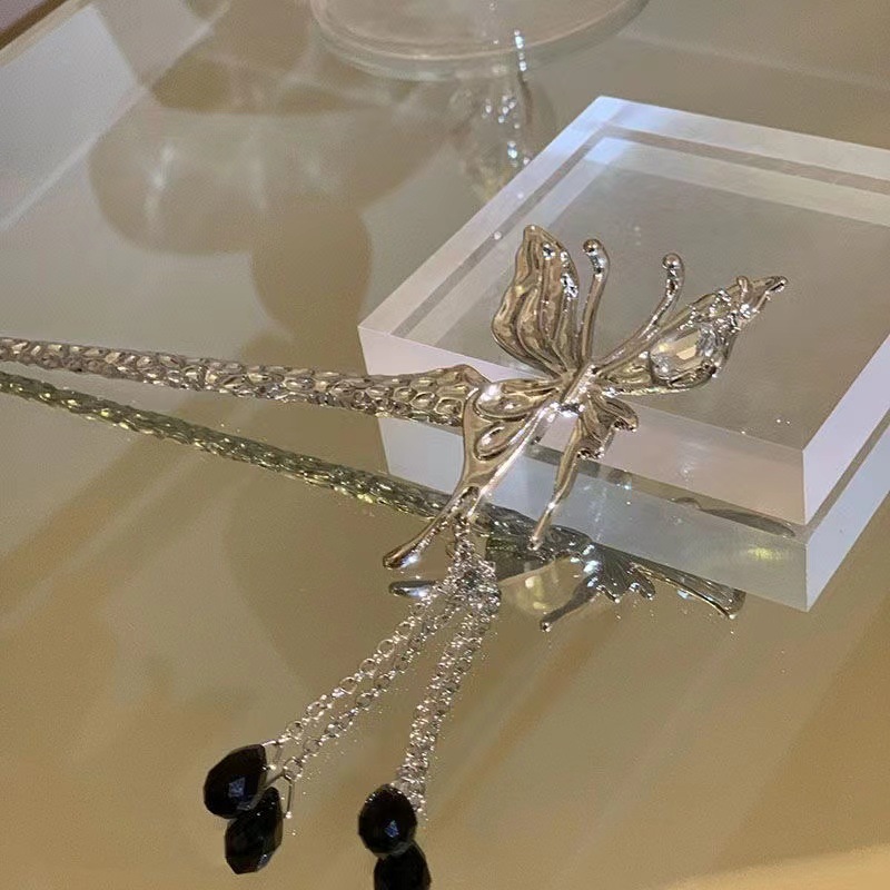 Temperamento bambú borla horquilla mujer nuevo estilo chino moderno simple horquilla cabeza de bola horquilla estilo antiguo tocado verano