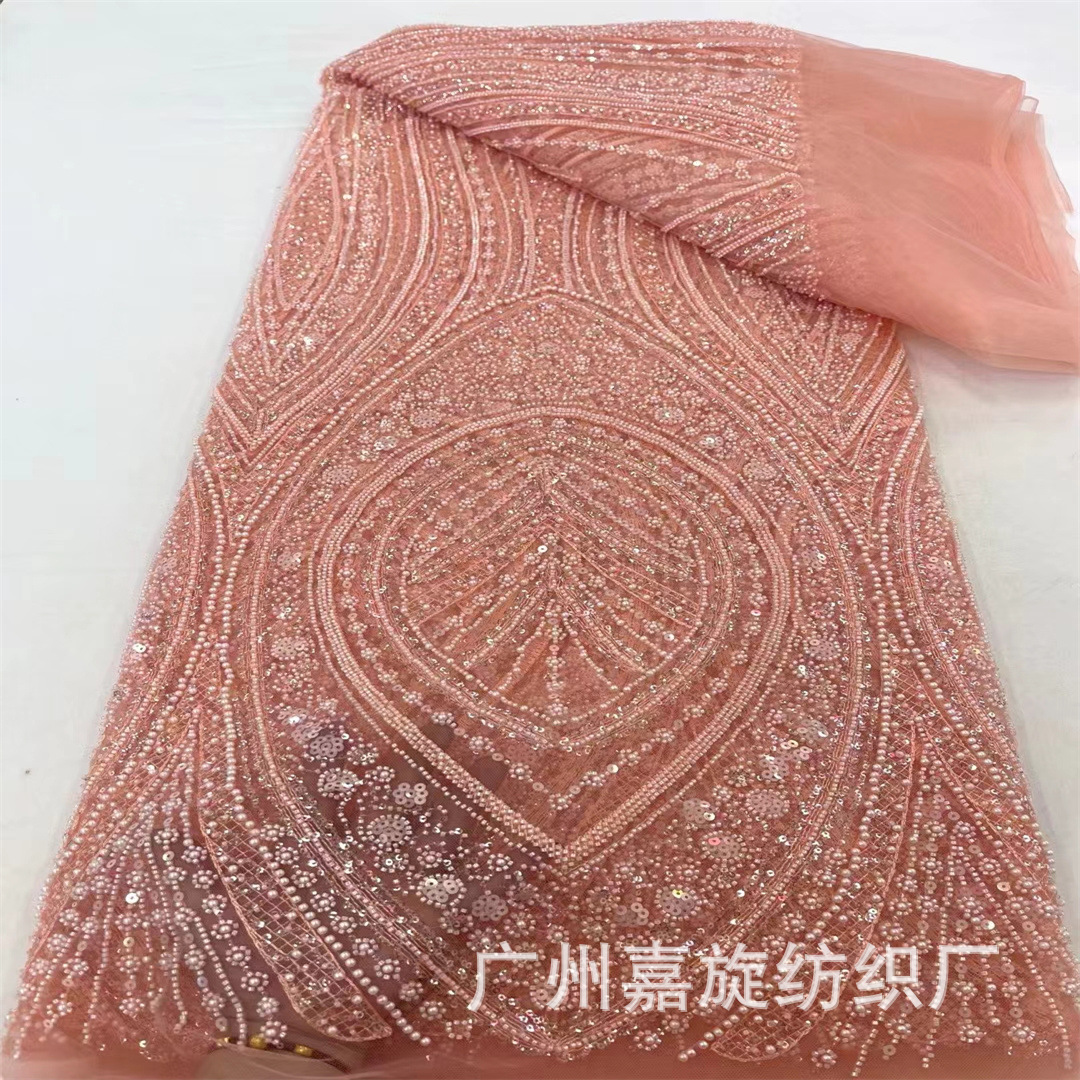 2024 nueva flor grande grano tela industria pesada Europea vestido de novia vestido de dama de honor moda tela JX4087