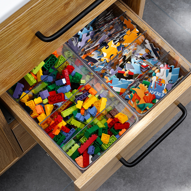 Compartimiento de escritorio transparente caja de almacenamiento de cosméticos artículos diversos multifuncionales separados caja de organización Almacenamiento de refrigerador con tapa