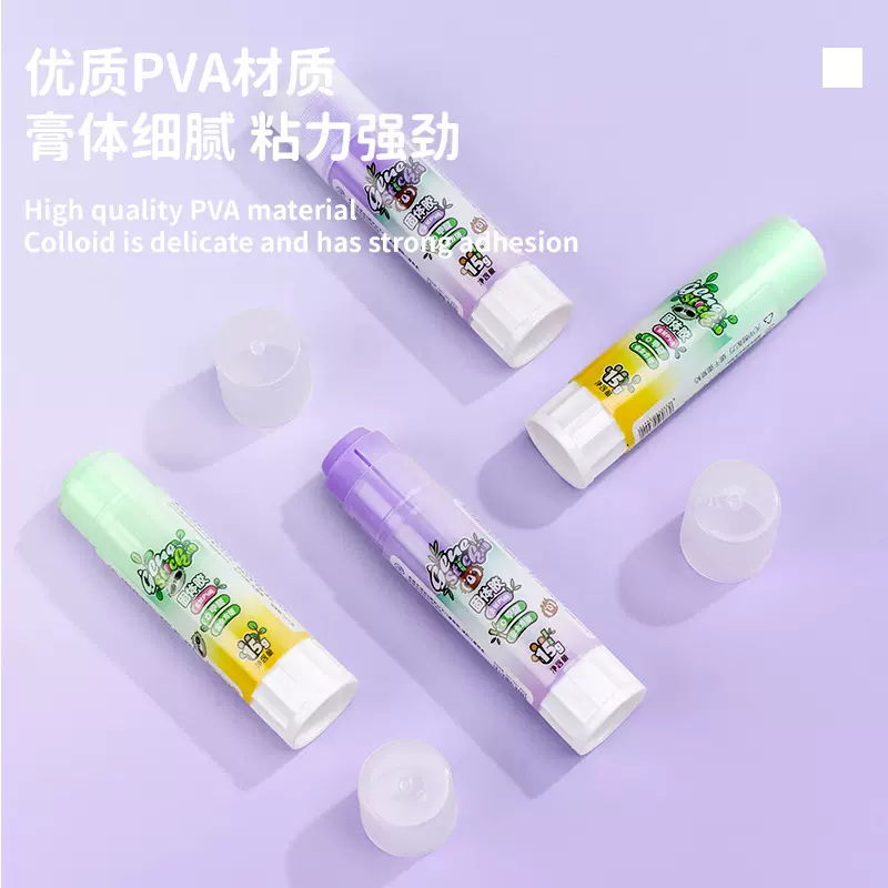 鸿泰PVA双色固体胶学生手工胶棒涂抹顺畅强力高粘度固体胶棒现货