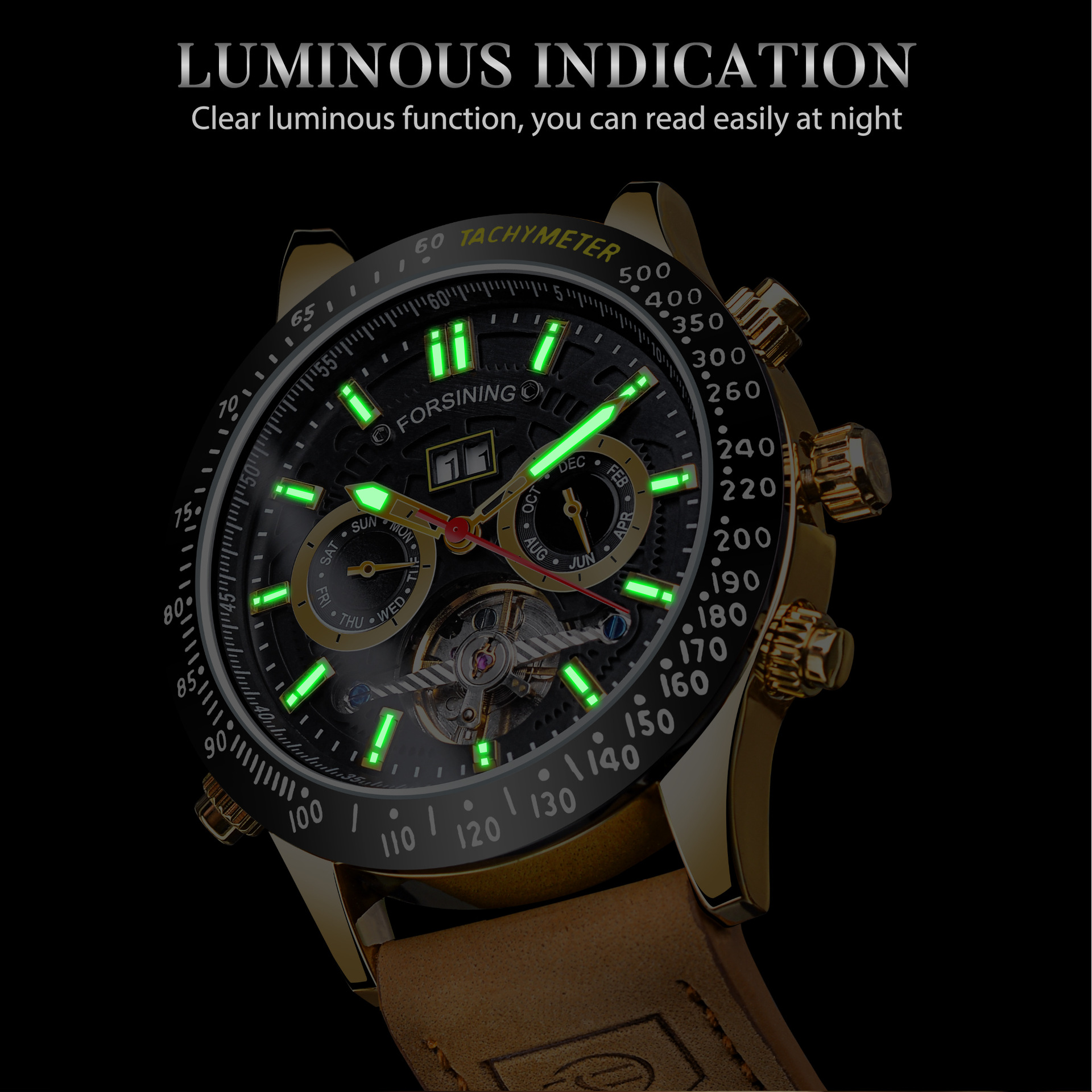 Men's Automatic Mechanical Watch With Leather Strap And Tourbillon_voghion.com