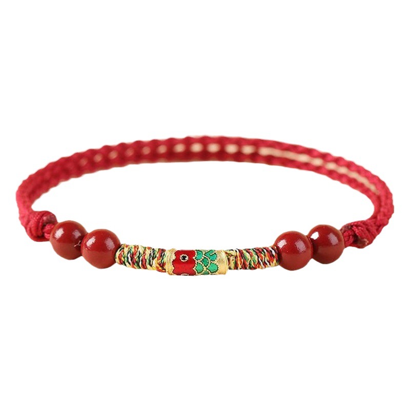 Lucky koi pulsera Shore cuerda de mano chica Lucky cinabrio tobillera hombres cuerda roja cuerda trenzada regalo simple moda