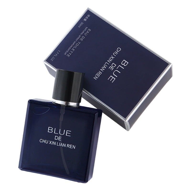 Venta directa de fábrica de perfume azul para hombre con aroma a océano, fragancia elegante y duradera, perfume de 50 ml, venta al por mayor y dropshipping.
