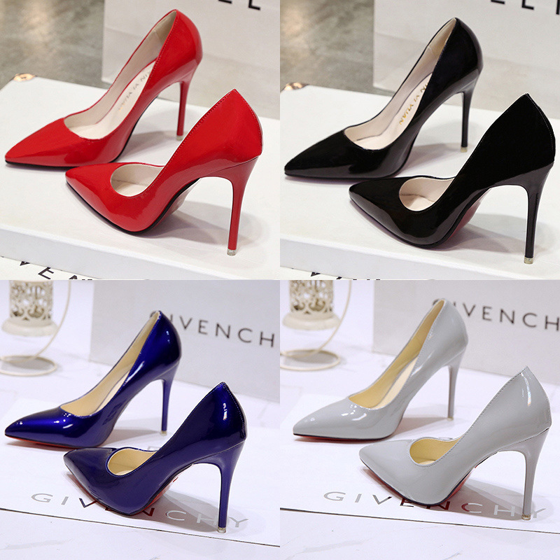 Black high heels nude pointed-toe stiletto heels