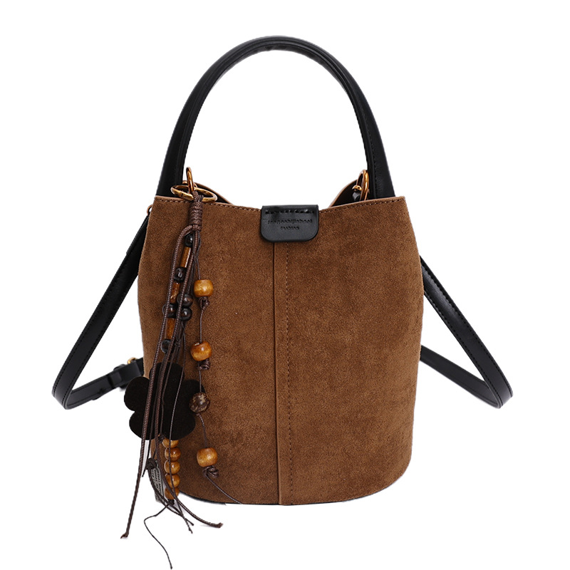 Cross-border 2025 invierno nuevo retro bolso de lona de seda bolso de cubo bolso de hombro de alta calidad para mujeres bolso de transporte