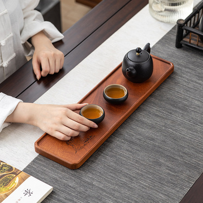 Block solid wood tea tray household Tearoom rectangle small-scale Make tea Kungfu Online tea set Tray Chahai