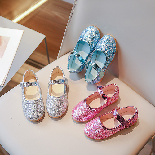 Elsa Princess Children's Fashion Soft Sole Dance High Heels for Little Girls with Sparkling Crystal Baby Shoes